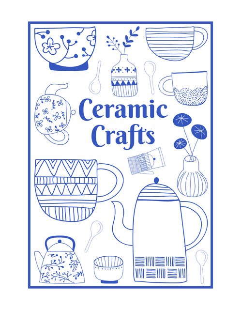 Platilla de diseño Ceramic Craft Kitchenware Offer With Illustration T-Shirt