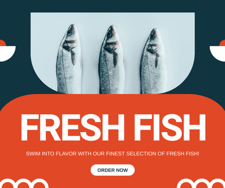 Ontwerpsjabloon van Facebook van Aanbieding van verse selectie vis van de markt