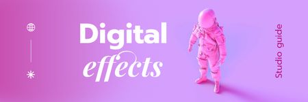 App Digital Effects Ad with Modern Astronaut Twitter Design Template