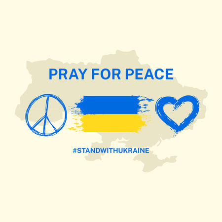 Призыв молиться за мир в Украине с государственными символами Украины Instagram – шаблон для дизайна