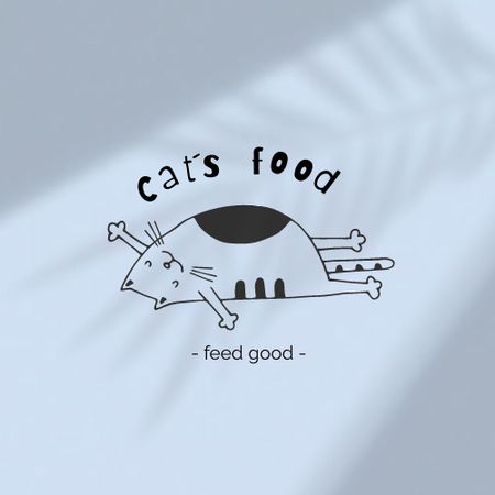 Pet's Food Offer with Funny Fat Cat Logo Design Template