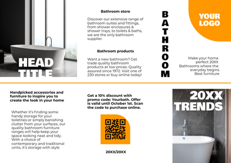 Bathroom Accessories And Products Promotion With Bathes Brochure Din Large Z-fold Πρότυπο σχεδίασης