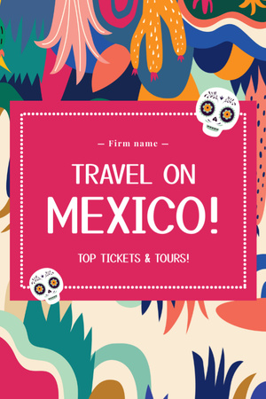Travel Tour in Mexico Postcard 4x6in Vertical Design Template