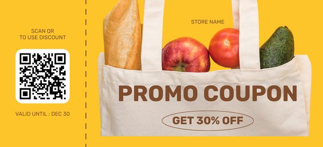 Food From Grocery In Bag With Discount Coupon 3.75x8.25in Modelo de Design
