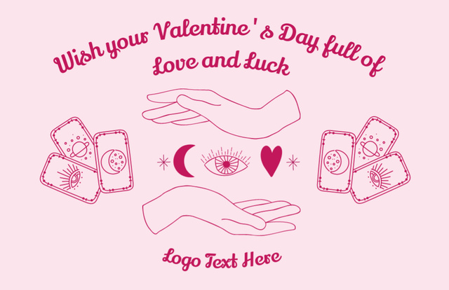 Love Wishes on Valentine's Day on Pink Thank You Card 5.5x8.5in Šablona návrhu
