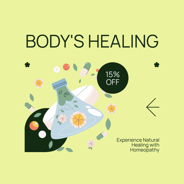Designvorlage Body Healing With Homeopathy Remedies für LinkedIn post