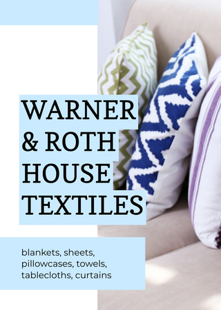 Platilla de diseño Textile Offer With Pillows On Sofa Postcard A6 Vertical