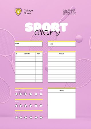 Platilla de diseño College Sport Diary Schedule Planner
