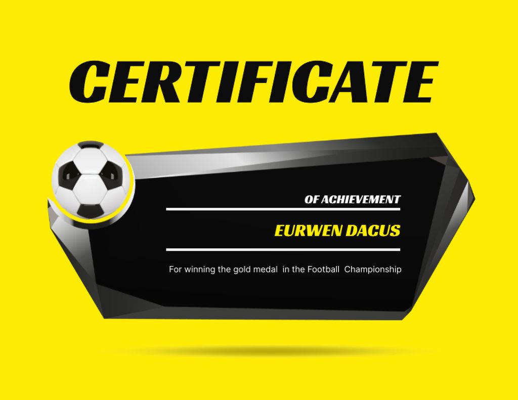 Achievement Award in Soccer Certificate tervezősablon