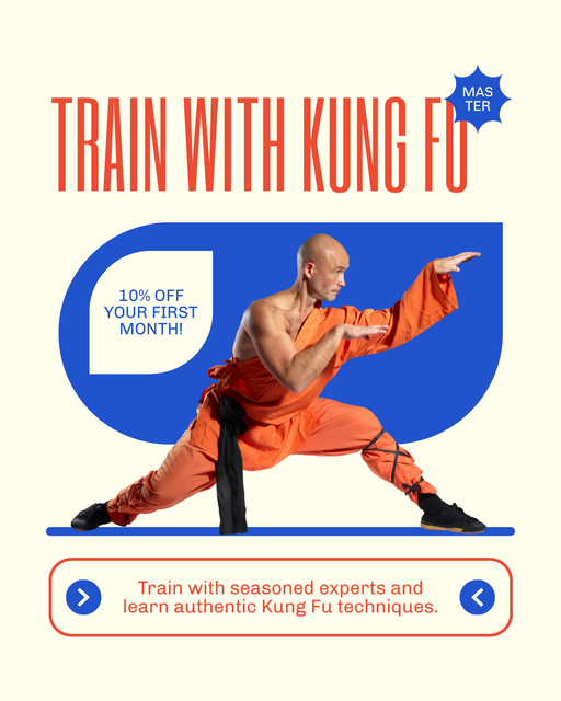 Discount Offer on Kung-Fu Classes Instagram Post Vertical tervezősablon