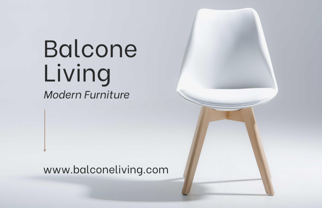 Furniture Offer with Stylish Chair Business Card 85x55mm Tasarım Şablonu