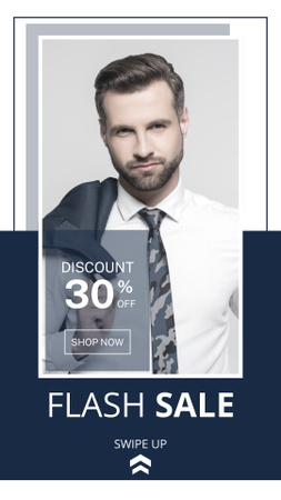 Flash Sale Announcement with Handsome Man Instagram Story Design Template