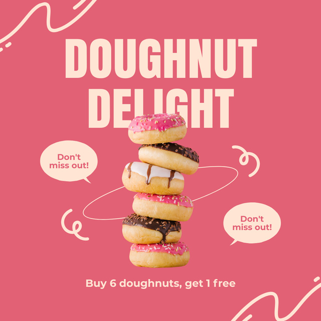 Doughnut Delights Offer in Pink Instagram Tasarım Şablonu
