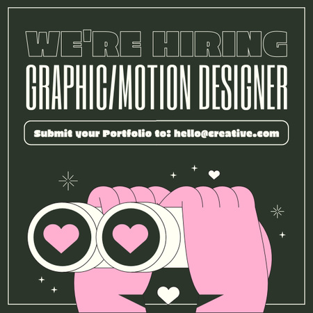 Modèle de visuel Embauche de graphistes et de motion designers - LinkedIn post