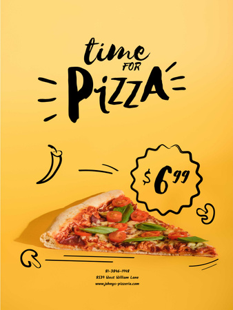 Slice of Pizza for restaurant offer Poster US Tasarım Şablonu