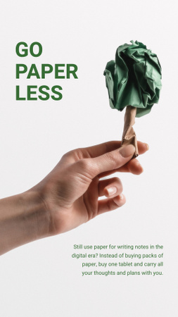 Paper Saving Concept with Hand with Paper Tree Instagram Story Design Template