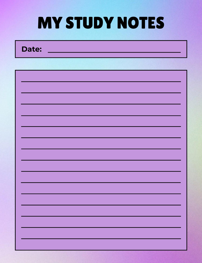 Simple Study Notes in Violet Notepad 107x139mm Tasarım Şablonu