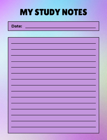 Jednoduché studijní poznámky ve fialové barvě Notepad 107x139mm Šablona návrhu