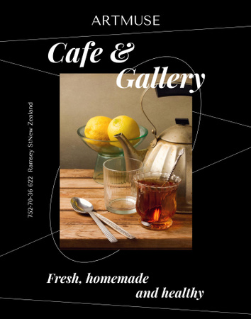 Cafe and Art Gallery Invitation Poster 22x28in Design Template