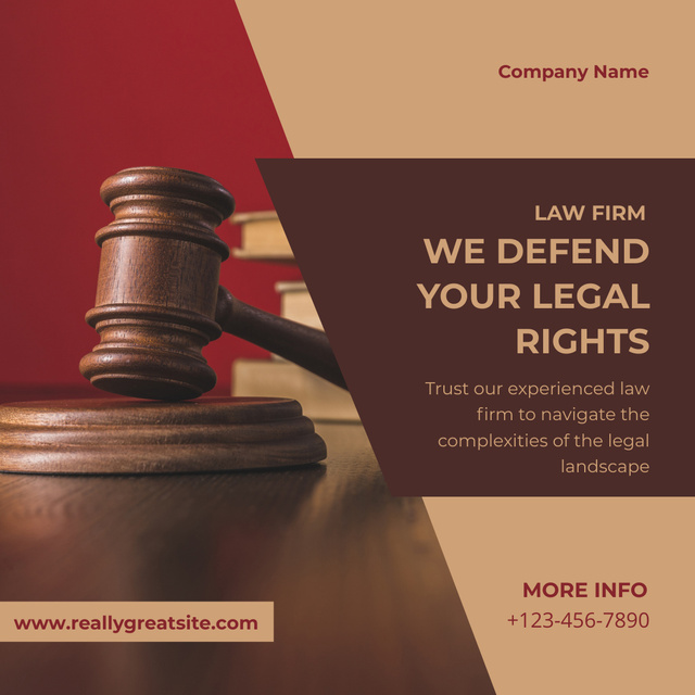 Template di design Defending Rights Offer with Hammer on Table Instagram