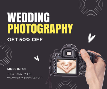 Wedding Photography Offer with Camera Facebook Design Template