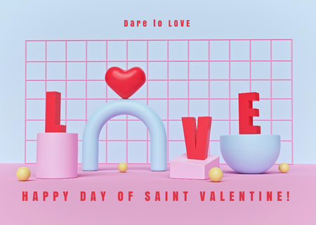 Greeting on St. Valentine's Day Postcard Design Template
