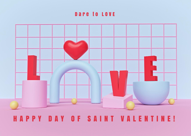Greeting on St. Valentine's Day Postcard – шаблон для дизайну