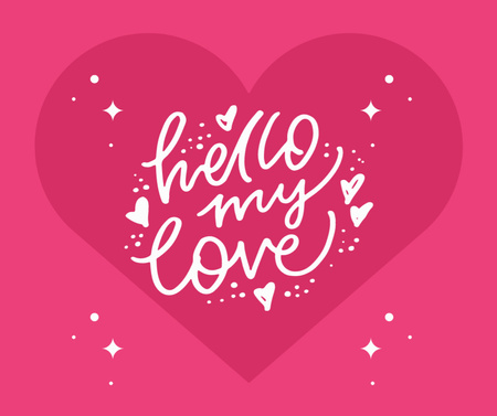大きなピンクのハートで愛の挨拶 Facebookデザインテンプレート