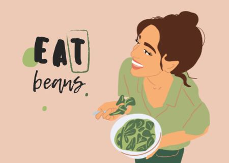 Vegan Lifestyle Concept with Woman eating Healthy Dish Card Πρότυπο σχεδίασης