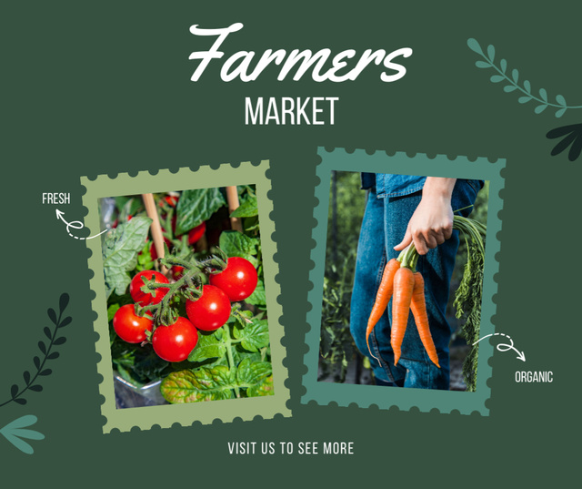 Ontwerpsjabloon van Facebook van Green Ad of Farmer's Market