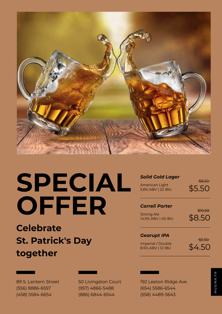 Modèle de visuel Special Offer of Beer on St.Patricks Day Celebration - Poster B2