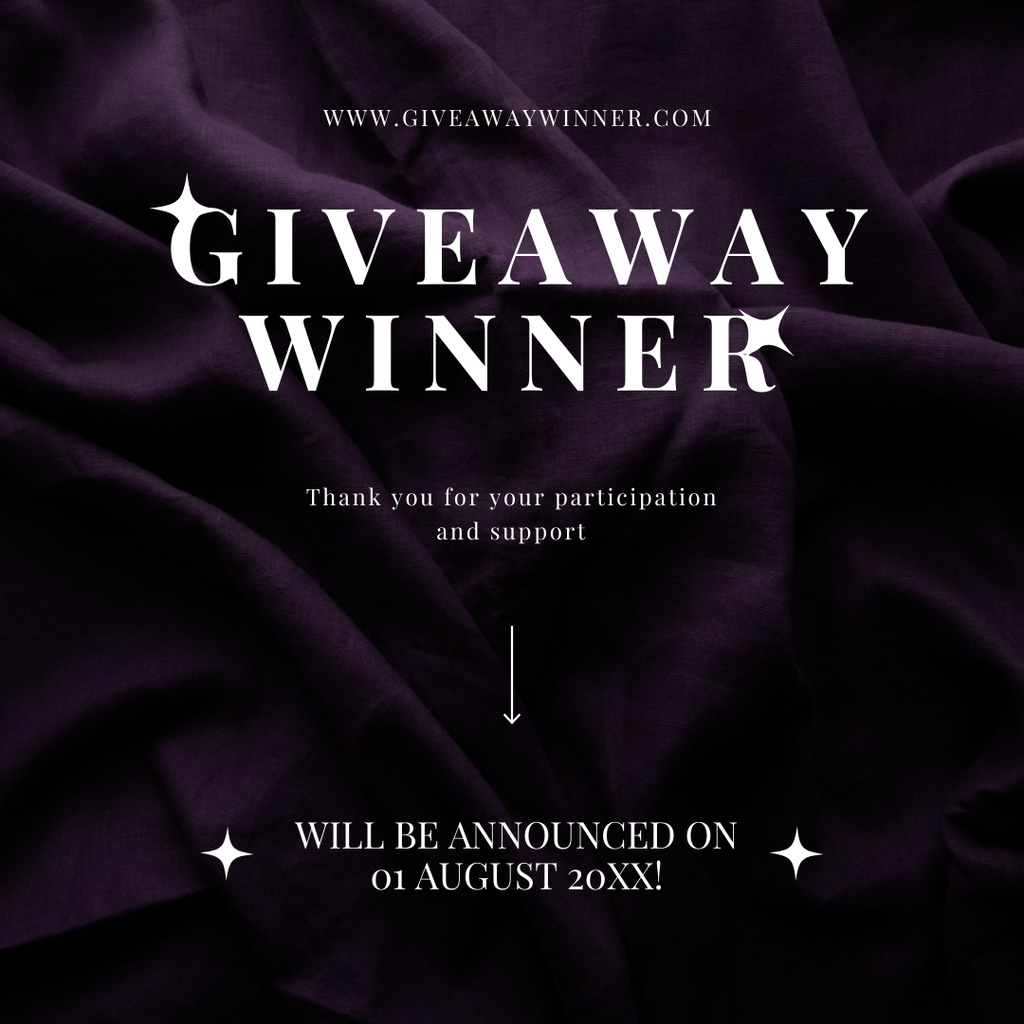 Designvorlage Giveaway Winner Greeting für Instagram