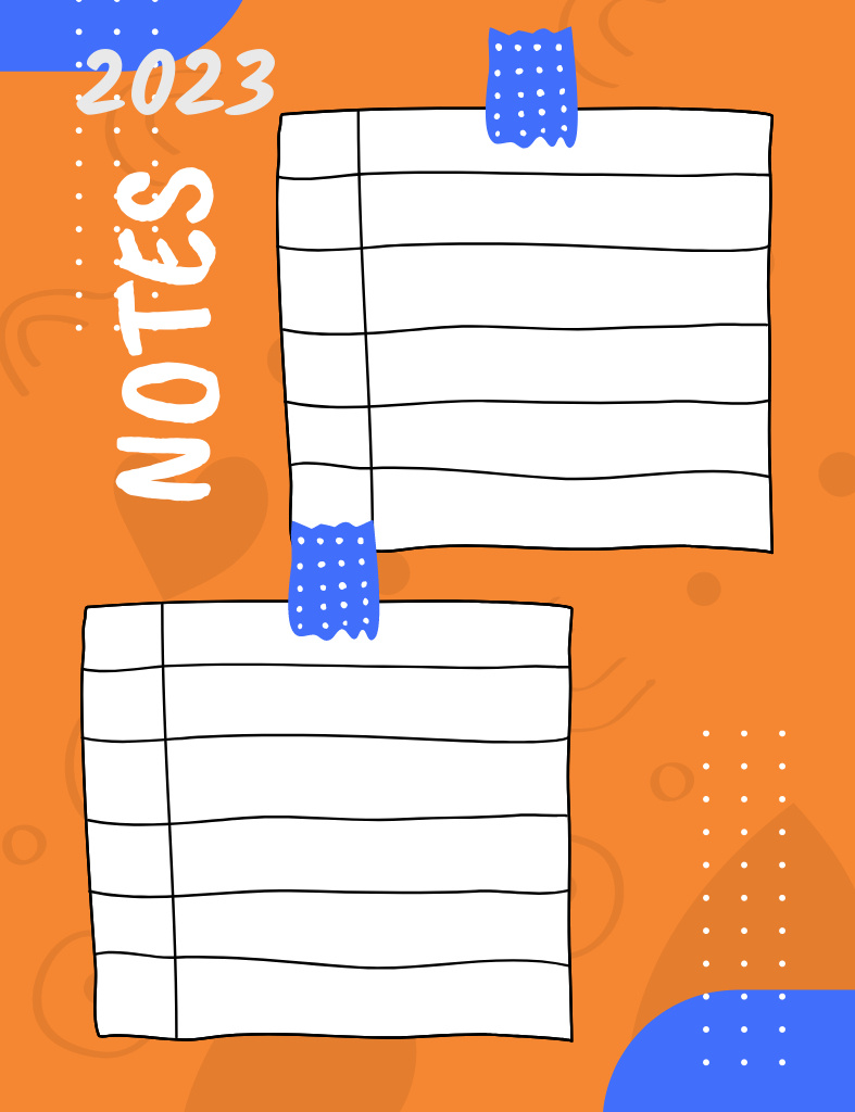 Designvorlage Orange Planner with Sticky Paper Notes für Notepad 107x139mm