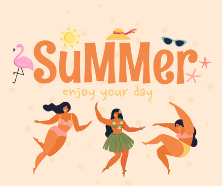 Szablon projektu letni dzień z tańczącymi dziewczynami Facebook