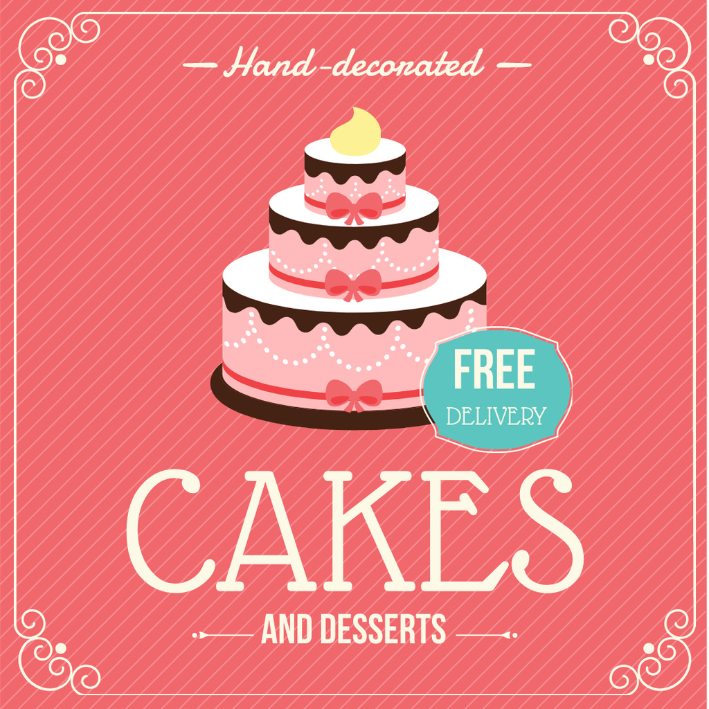 Cakes and desserts Delivery Advertisement Instagramデザインテンプレート