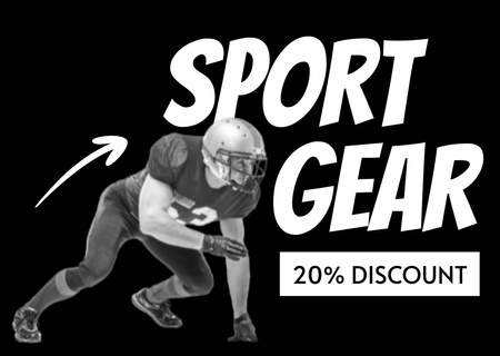 Sport Gear Discount Black and White Postcard Design Template