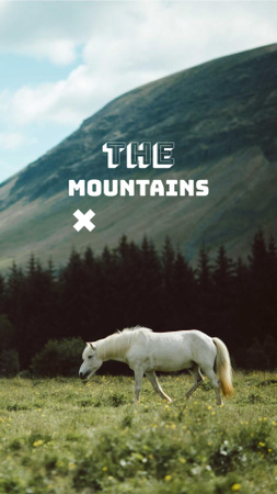 White Horse in Mountains Instagram Video Story Design Template