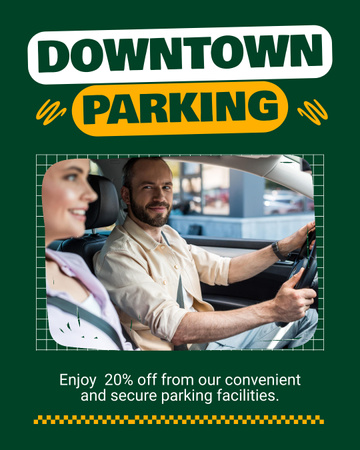 Nice Offer Discounts on Downtown Parking Services Instagram Post Vertical Design Template