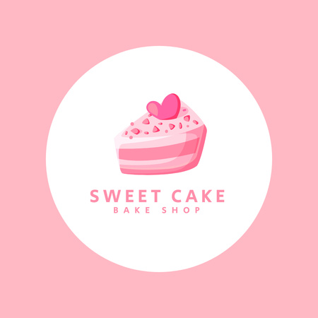 Bakery Ad with Piece of Cake Logo Šablona návrhu