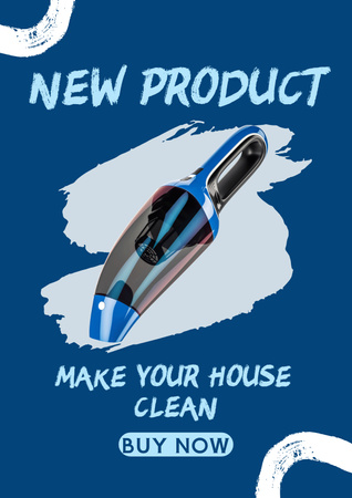 Portable Handheld Vacuum Cleaner Blue Poster Design Template