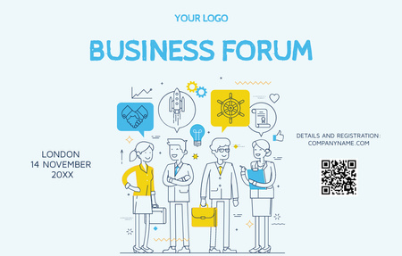 Interdisciplinary Business Forum Announcement With Colleagues Invitation 4.6x7.2in Horizontal Design Template