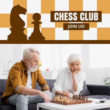 高齢者のためのチェスクラブのプロモーション Instagramデザインテンプレート