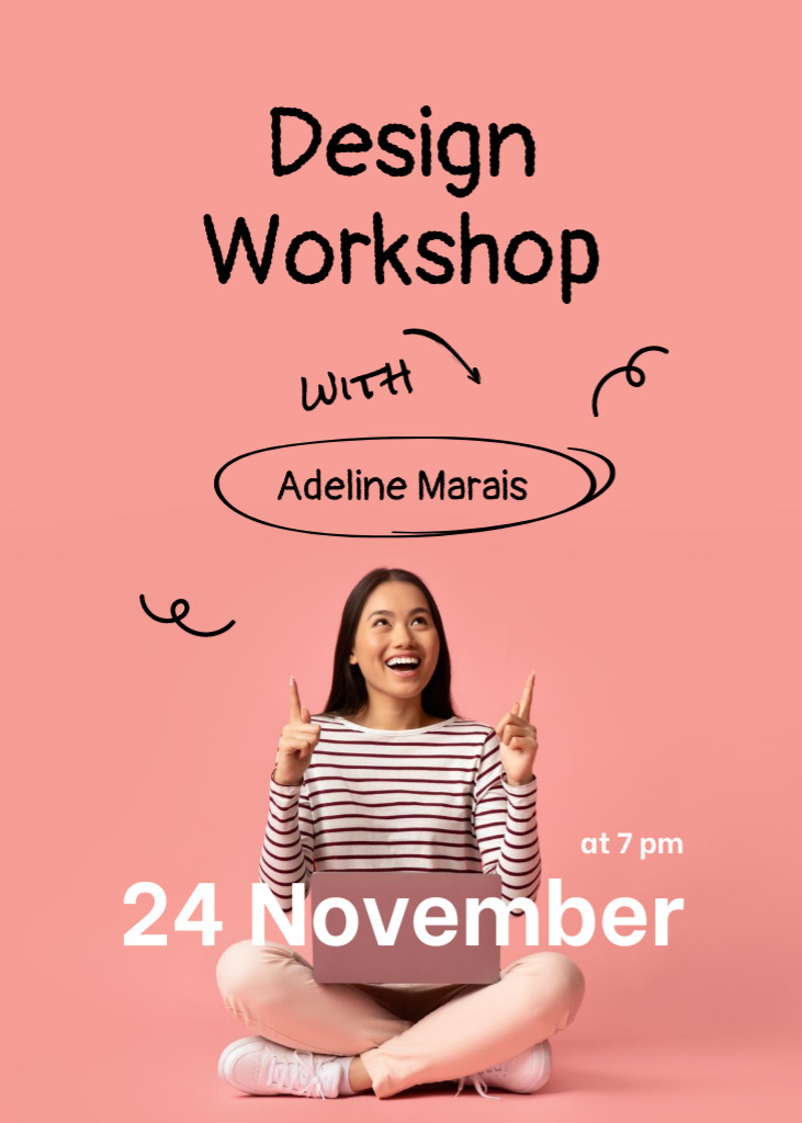 Template di design Design Workshop Announcement with Woman Flayer