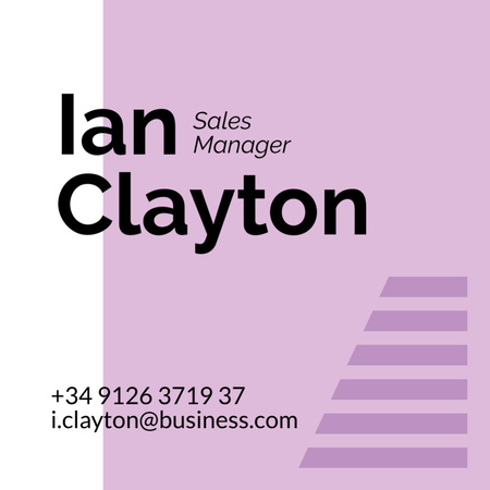 Sales Manager Contacts with Geometrical Frame in Purple Square 65x65mm Design Template
