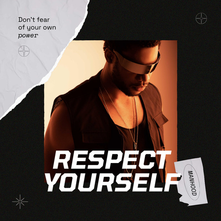 Manhood Inspiration with Confident Young Man Instagram Design Template