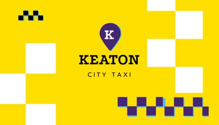 Реклама службы городского такси в желтом цвете Business Card US – шаблон для дизайна
