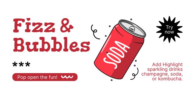 Carbonated Drinks Promo with Soda Can Twitter Design Template