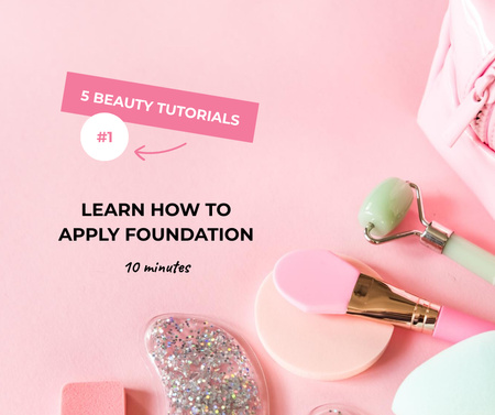 Beauty Ad with Skincare Tools Facebook Design Template