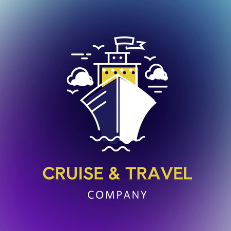 Travel and Cruise Symbol on Purple Animated Logo Design Template