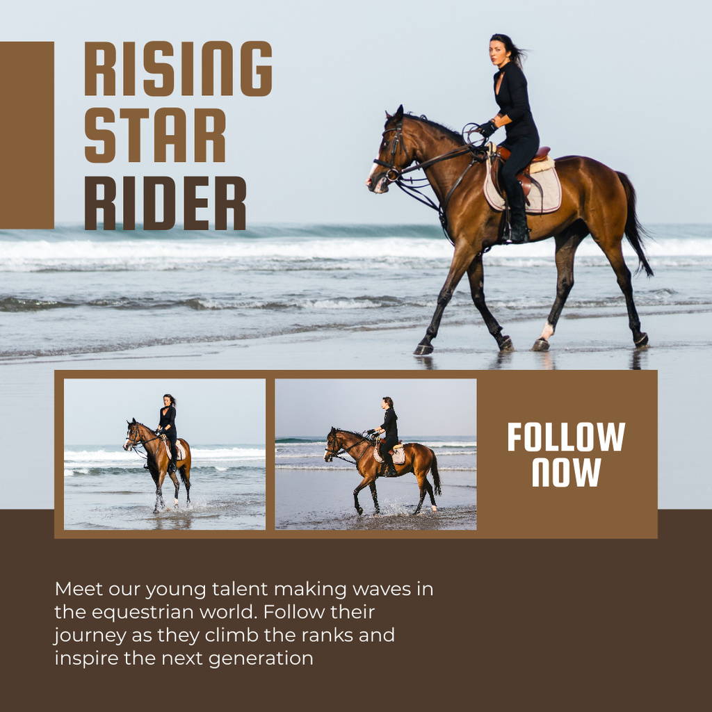 Equestrian Riding Star Horse Promotion Instagram ADデザインテンプレート